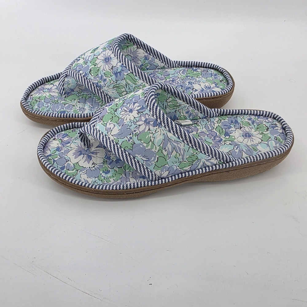 Sonoma Goods for Life Womens Floral Thong Lounging Slippers Blue Size Large 8-9